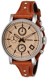 Fossil Original Boyfriend Sport Chronograph Beige Dial Brown Leather Strap Watch for Women - ES4046 Authentic Buy Shop Now