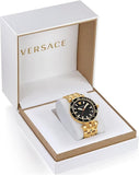 Versace Greca Sport Quartz Black Dial Gold Steel Strap Watch for Men - VEZ300721 Authentic Buy Shop Now