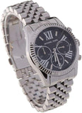 Michael Kors Runway Chronograph Black Dial Silver Steel Strap Watch For Women - MK5708 Authentic Buy Shop Now