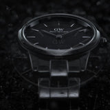 Daniel Wellington Iconic Link Ceramic Black Dial Black Steel Strap Watch For Women - DW00100414 Authentic Buy Shop Now