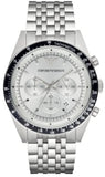 Emporio Armani Sportivo Chronograph Silver Dial Silver Steel Strap Watch For Men - AR6073 Authentic Buy Shop Now