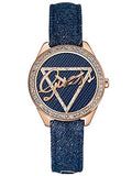 Guess Little Flirt Quartz Blue Dial Blue Leather Strap Watch For Women - W0456L6 Authentic Buy Shop Now