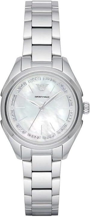 Emporio Armani Valeria Quartz Mother of Pearl Dial Silver Steel Strap Watch For Women - AR11030 Authentic Buy Shop Now