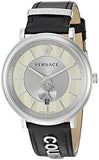 Versace V-Circle Black Manifesto Courage Quartz Silver Dial Black Leather Strap Watch for Men - VBQ080017 Authentic Buy Shop Now