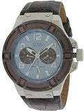Guess Rigor Analogue Quartz Blue Dial Brown Leather Strap Watch For Men - W0040G10 Authentic Buy Shop Now