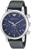 Emporio Armani Luigi Chronograph Blue Dial Black Leather Strap Watch For Men - AR1736 Authentic Buy Shop Now