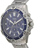 Fossil Garrett Chronograph Blue Dial Silver Steel Strap Watch for Men - FS5623 Authentic Buy Shop Now