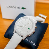 Lacoste 12.12 Chronograph White Dial White Silicon Strap Watch for Men - 2010974 Authentic Buy Shop Now