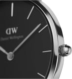 Daniel Wellington Petite Sterling Black Dial Silver Mesh Bracelet Watch For Women - DW00100304 Authentic Buy Shop Now