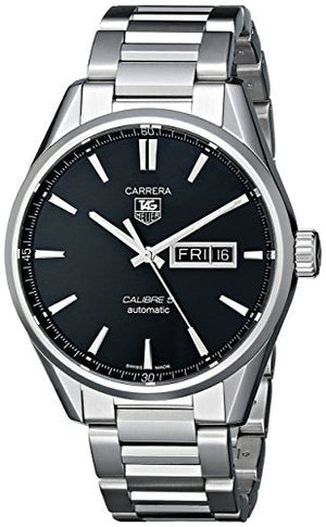 Tag Heuer Carrera Calibre 5 Automatic Black Dial Silver Steel Strap Watch for Men - WAR201A.BA0723 Authentic Buy Shop Now