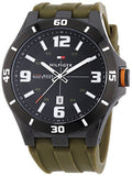 Tommy Hilfiger Drew Black Dial Green Rubber Strap Watch for Men - 1791065 Authentic Buy Shop Now