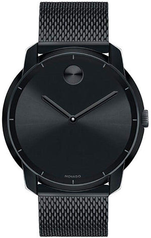 Movado Bold Black Dial Black Mesh Bracelet Watch For Men - 3600261 Authentic Buy Shop Now