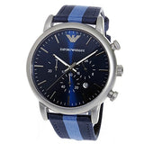 Emporio Armani Luigi Chronograph Quartz Blue Dial Blue Nylon Strap Watch For Men - AR1949 Authentic Buy Shop Now