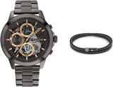 Tommy Hilfiger Henry Chronograph Grey Dial Grey Steel Strap Watch For Men - 1710479 Authentic Buy Shop Now