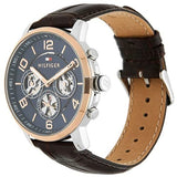 Tommy Hilfiger Keagan Chronograph Blue Dial Brown Leather Strap Watch for Men - 1791290 Authentic Buy Shop Now