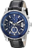 Guess Pinnacle Chronograph Quartz Blue Dial Black Leather Strap Watch For Men - W0673G4 Authentic Buy Shop Now