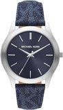 Michael Kors Slim Runway Analog Blue Dial Blue Leather Strap Watch For Men - MK8907 Authentic Buy Shop Now