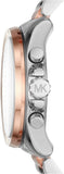 Michael Kors Brecken Chronograph White Dial Two Tone Steel Strap Watch For Women - MK6368 Authentic Buy Shop Now