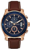 Guess Pinnacle Chronograph Quartz Blue Dial Brown Leather Strap Watch For Women - W0673G3 Authentic Buy Shop Now