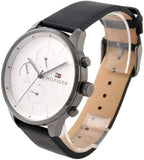 Tommy Hilfiger Lexor Silver Dial Black Leather Strap Watch For Men - 1791489 Authentic Buy Shop Now