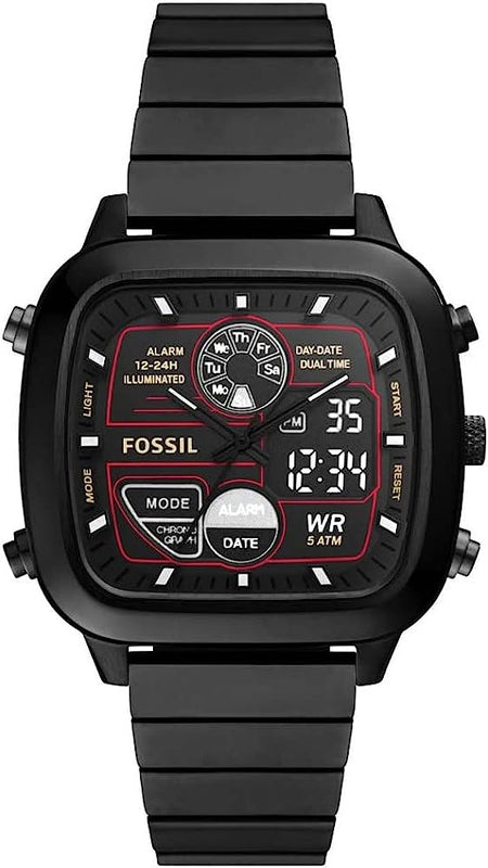 Fossil Retro Analog-Digital Black Dial Black Steel Strap Watch for Men - FS5891 Authentic Buy Shop Now