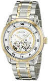 Bulova BVA Skeleton Silver Dial Two Tone Steel Strap Watch for Men - 98A230 Authentic Buy Shop Now