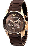Emporio Armani Sportivo Chronograph Brown Dial Brown Silicone Strap Watch For Men - AR5891 Authentic Buy Shop Now