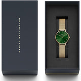 Daniel Wellington Petite Emerald Green Dial Gold Mesh Strap Watch For Women - DW00100479 Authentic Buy Shop Now