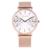Coach Perry Silver Dial Rose Gold Mesh Bracelet Watch for Women - 14503386 Authentic Buy Shop Now