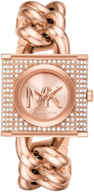 Michael Kors Chain Lock Three-Hand Rose Gold Dial Rose Gold Steel Strap Watch for Women - MK4827 Authentic Buy Shop Now