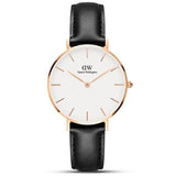 Daniel Wellington Petite Sheffield White Dial Black Leather Strap Watch For Women - DW00100174 Authentic Buy Shop Now