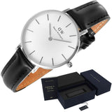 Daniel Wellington Classic Petite Sheffield White Dial Black Leather Strap Watch For Women - DW00100186 Authentic Buy Shop Now