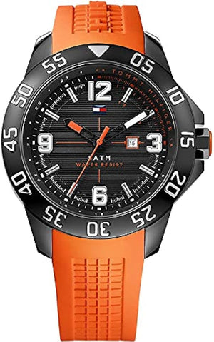 Tommy Hilfiger Cole Black Dial Orange Rubber Strap Watch for Men - 1790985 Authentic Buy Shop Now