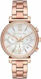 Michael Kors Sofie Chronograph Mother of Pearl White Dial Rose Gold Steel Strap Watch For Women - MK6576 Authentic Buy Shop Now