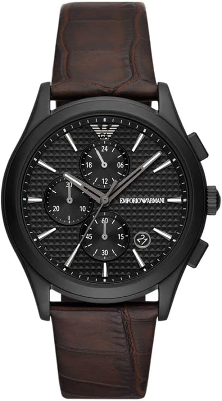Emporio Armani Paolo Chronograph Black Dial Brown Leather Strap Watch For Men - AR11549 Authentic Buy Shop Now