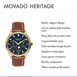 Movado Heritage Celestograf Navy Blue Dial Brown Leather Strap Watch For Women - 3650010 Authentic Buy Shop Now