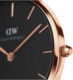 Daniel Wellington Petite Sheffield Black Dial Black Leather Strap Watch For Women - DW00100168 Authentic Buy Shop Now