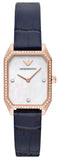 Emporio Armani Gianni T Bar Quartz Mother of Pearl Dial Blue Leather Strap Watch For Women - AR11466 Authentic Buy Shop Now