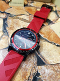Burberry The City Chronograph Black Dial Red Rubber Strap Watch For Men - BU9805 Authentic Buy Shop Now
