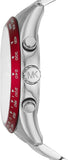 Michael Kors Layton Chronograph Red Dial Silver Steel Strap Watch For Men - MK8822 Authentic Buy Shop Now