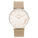Coach Perry Silver DIal White Leather Strap Watch for Women - 14503116 Authentic Buy Shop Now