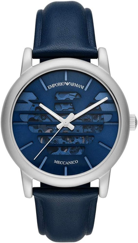Emporio Armani Luigi Automatic Blue Dial Blue Leather Strap Watch For Men - AR60030 Authentic Buy Shop Now