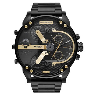 Diesel Mr. Daddy 2.0 Chronograph Black Dial Black Steel Strap Watch For Men - DZ7435 Authentic Buy Shop Now