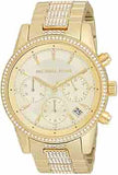 Michael Kors Ritz Chronograph Gold Dial Gold Steel Strap Watch For Women - MK6484 Authentic Buy Shop Now
