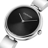 Calvin Klein Wavy Black Dial Silver Steel Strap Watch for Women - K9U23141 Authentic Buy Shop Now