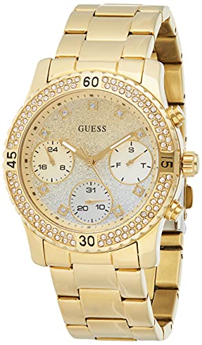 Guess Confetti Diamonds Silver Dial Gold Steel Strap Watch for Women - W0774L5 Authentic Buy Shop Now