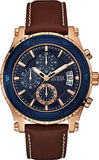 Guess Pinnacle Chronograph Quartz Blue Dial Brown Leather Strap Watch For Women - W0673G3 Authentic Buy Shop Now