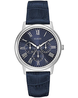 Guess Wafer Chronograph Quartz Blue Dial Blue Leather Strap Watch For Men - W0496G3 Authentic Buy Shop Now