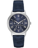 Guess Wafer Chronograph Quartz Blue Dial Blue Leather Strap Watch For Men - W0496G3 Authentic Buy Shop Now