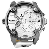 Diesel Badass Chronograph White Dial White Leather Strap Watch For Men - DZ7265 Authentic Buy Shop Now
